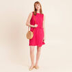 Robe pliss&eacute;e sans manches col rond rose fushia femme