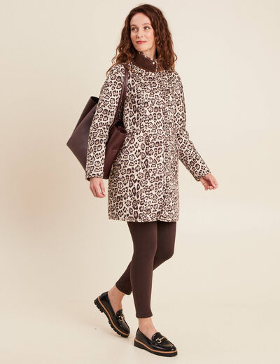 Manteau réversible marron foncé femme