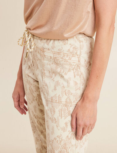 Pantalon paperbag 7/8ème beige femme