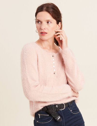 Pull manches longues vieux rose femme