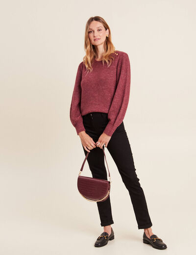 Pull manches longues rouge foncé femme