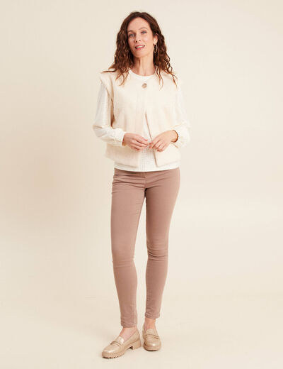 Gilet ample sans manches ecru femme