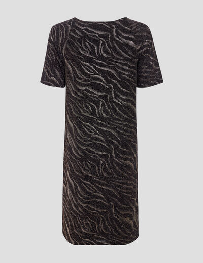 Robe droite manches courtes noir femme