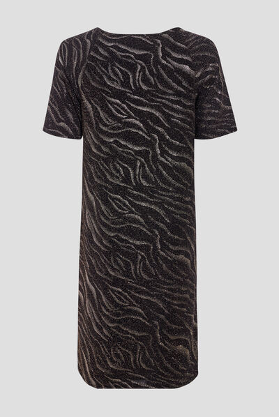 Robe droite manches courtes noir femme