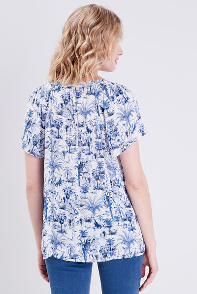 Blouse manches courtes blanc femme