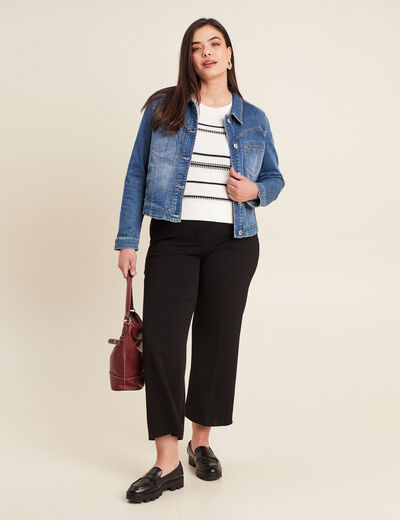 Pantalon coupe large &agrave; pinces noir femme
