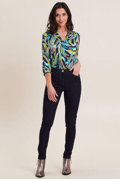 Pantalon léger taille standard long denim brut femme