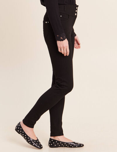Jean ajust&eacute; taille haute stretch noir femme