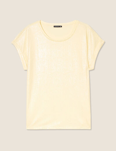 T-shirt manches courtes jaune clair femme