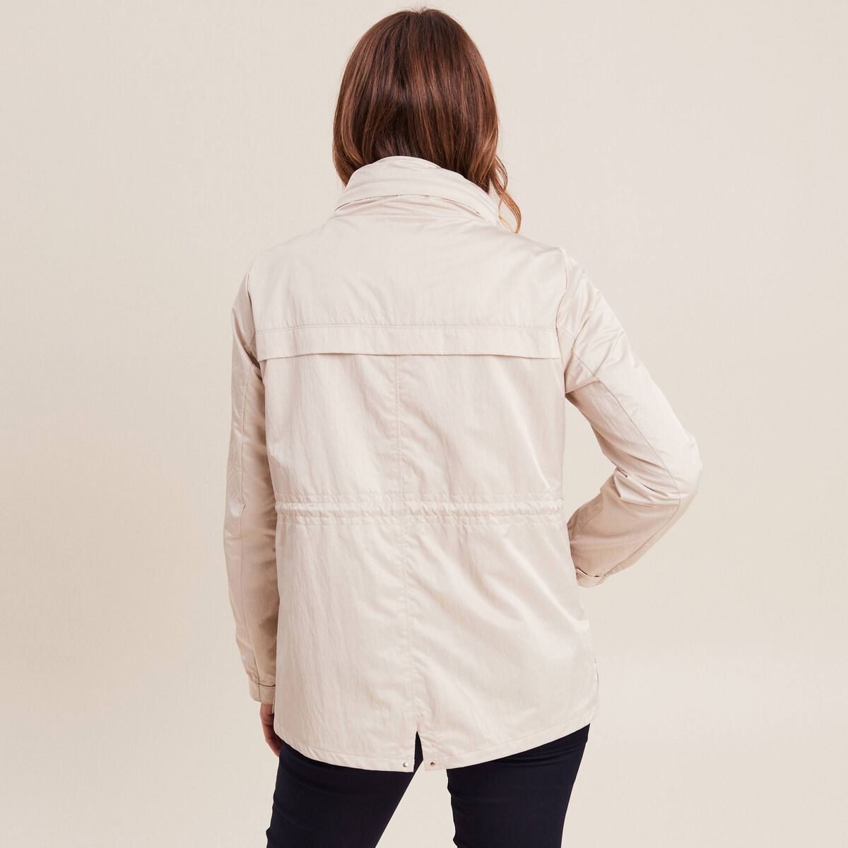 Parka déperlante cintrée lien à coulisse sable femme
