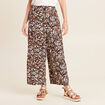 Pantalon flou large 7/8ème marron femme