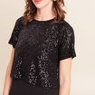 Robe courte &eacute;vas&eacute;e col rond 2 en 1 noir femme