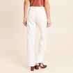 Pantalon coupe droite taille haute ecru femme