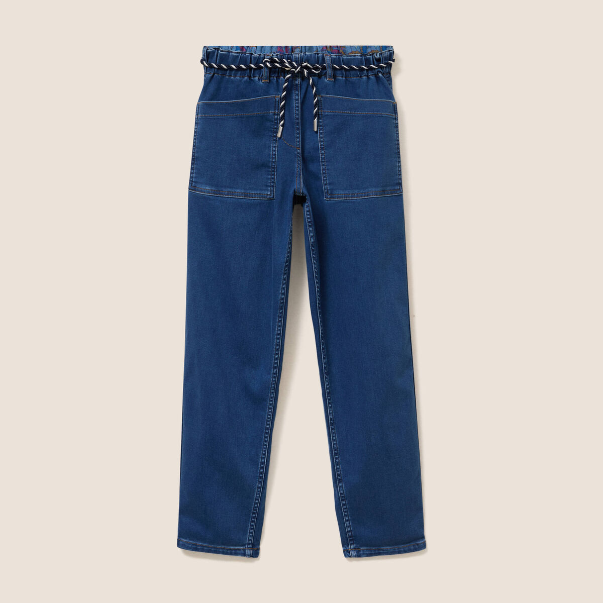 Jean droit r&eacute;versible bleu femme