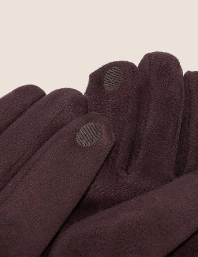 Gants en fausse fourrure marron fonc&eacute; femme