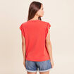 T-shirt manches courtes &agrave; volants orange fonc&eacute; femme