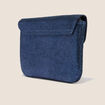 Porte-monnaie en cro&ucirc;te de cuir bleu fonc&eacute; femme