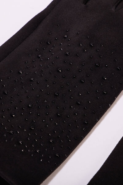 Gants avec strass noir femme