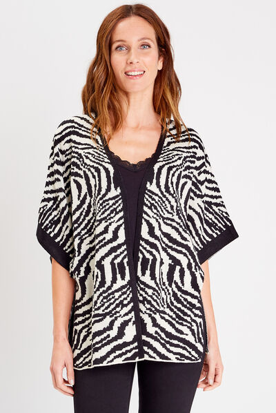 Poncho manches courtes blanc femme