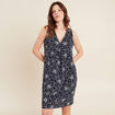 Robe fluide manches courtes bleu foncé femme