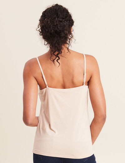 Débardeur thermo-douceur bretelles fines beige femme