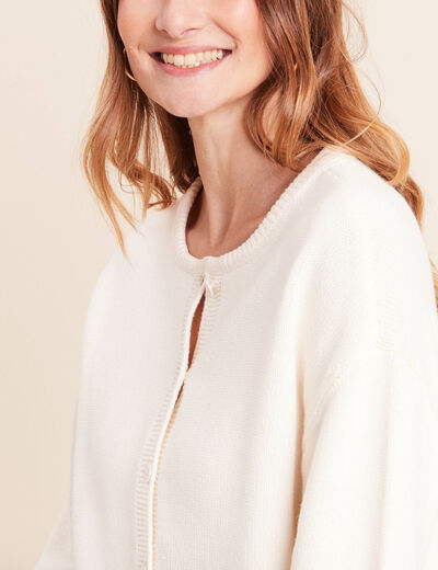Gilet manches longues ecru femme