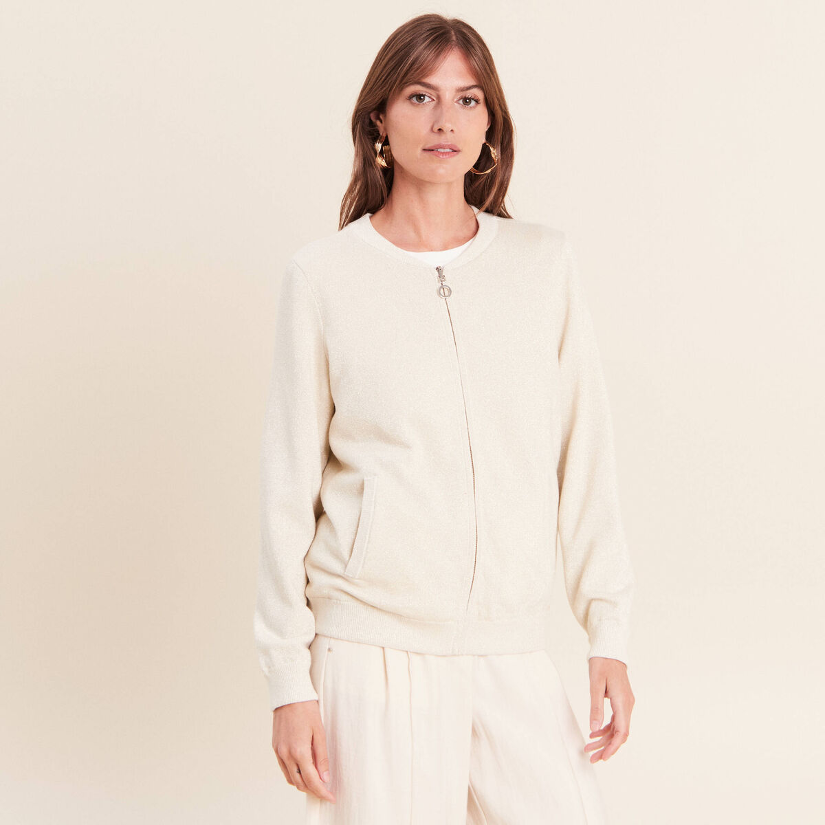 Gilet r&eacute;versible esprit bomber blanc femme