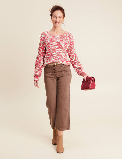 Pull manches longues rose fushia femme