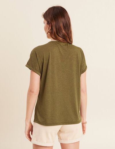 T-shirt manches courtes vert olive femme