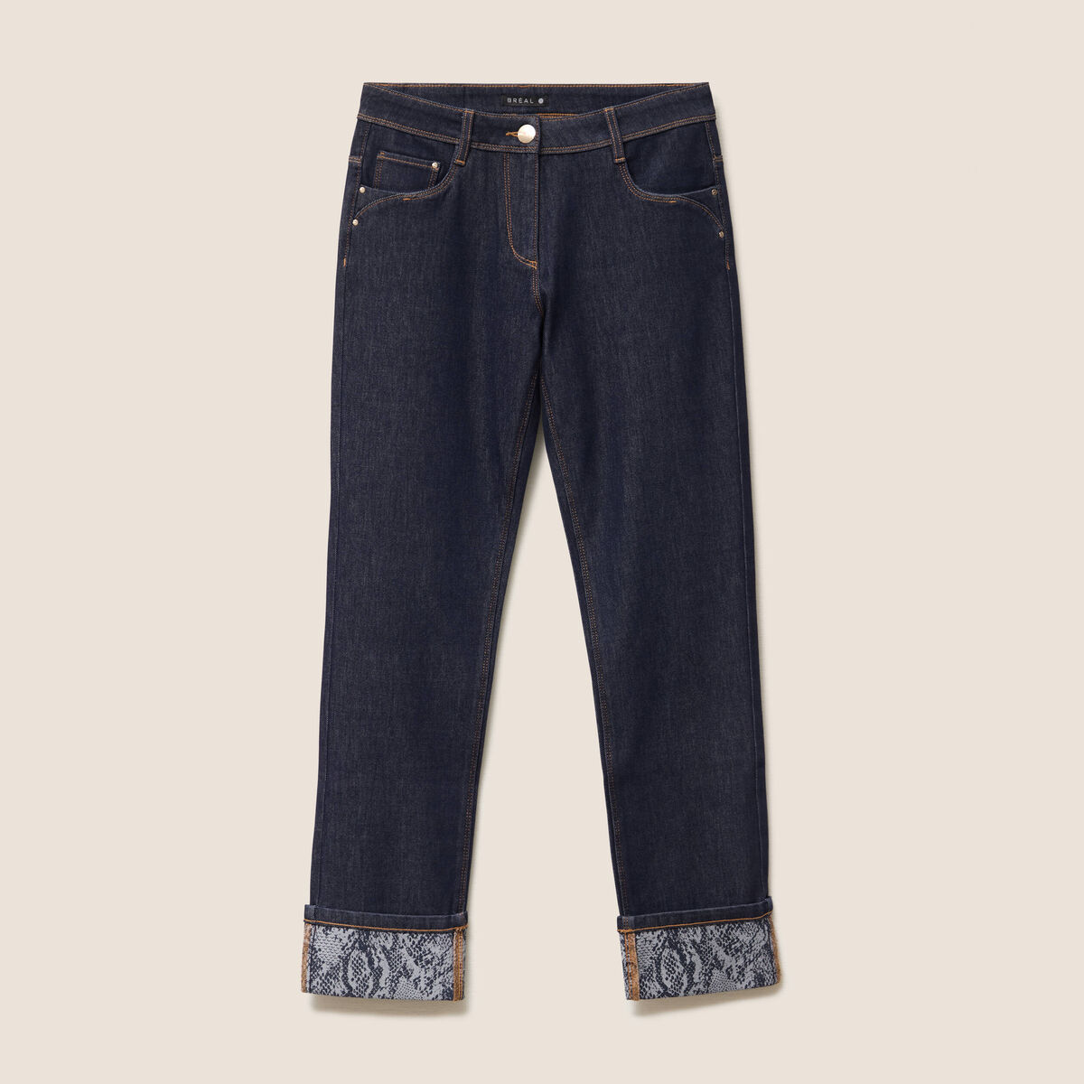 Jean ajusté taille standard denim brut femme