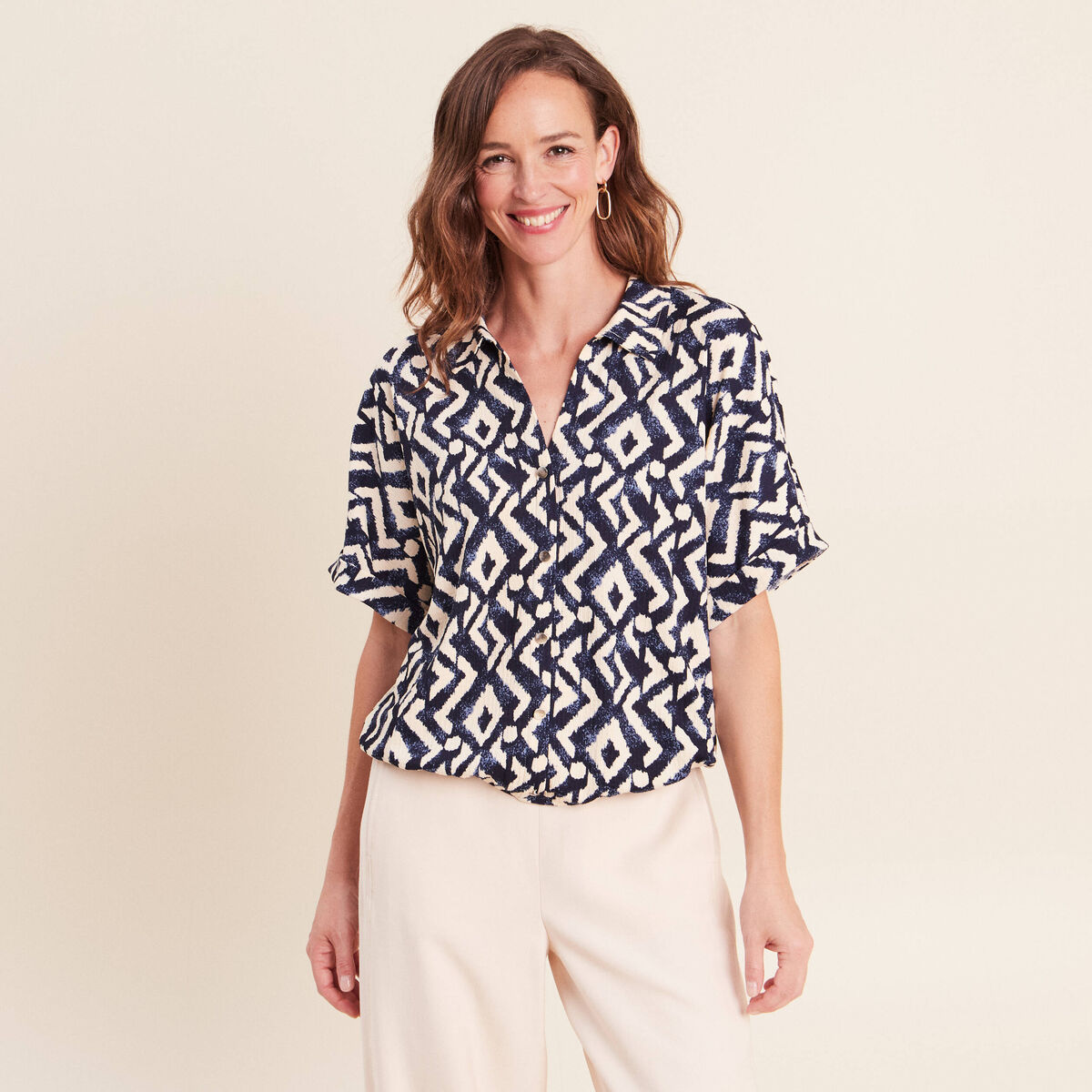 Chemisette manches courtes bleu femme
