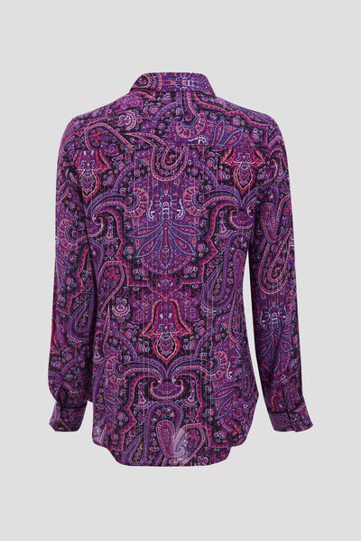 Chemise manches longues violet foncé femme