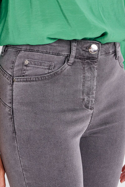 Jeans léger taille standard 7/8ème denim gris femme