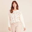 Pull col rond manches longues doubl&eacute; ecru femme