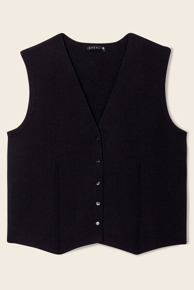 Gilet veston sans manches noir femme