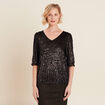 T-shirt manches 3/4 noir femme