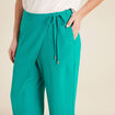 Pantalon flou avec pan vert émeraude femme