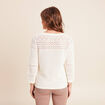 Pull col tunisien manches 3/4 ecru femme