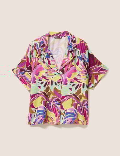 Chemise droite manches courtes mauve femme