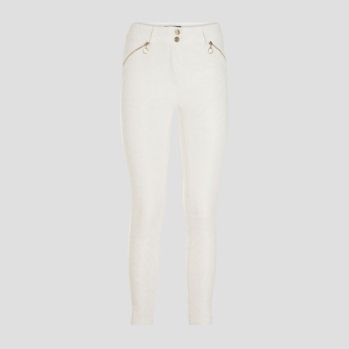 Pantalon ajusté taille haute ecru femme
