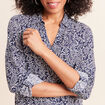 Chemise cintr&eacute;e manches longues bleu femme