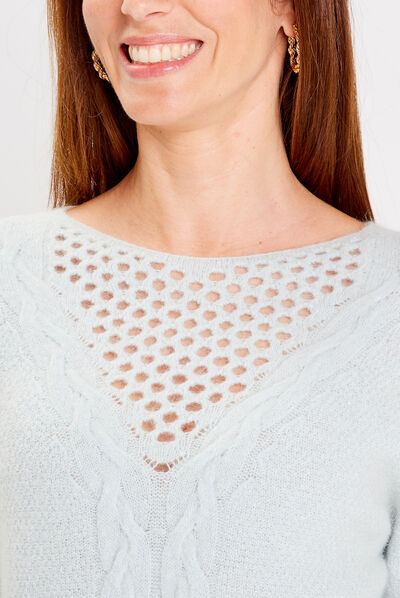 Pull manches longues bleu gris femme
