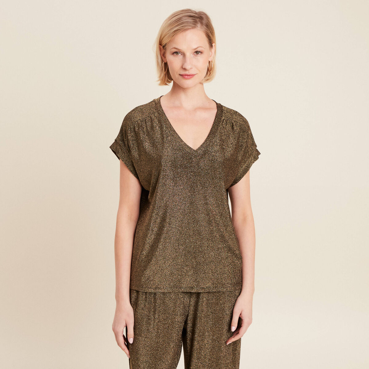 T-shirt manches courtes camel femme