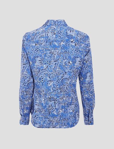 Chemise manches longues bleu femme