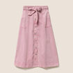 Jupe longue &eacute;vas&eacute;e rose femme