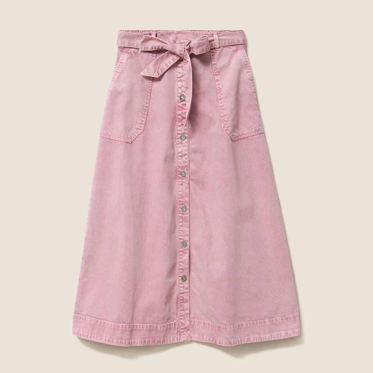 Jupe longue &eacute;vas&eacute;e rose femme