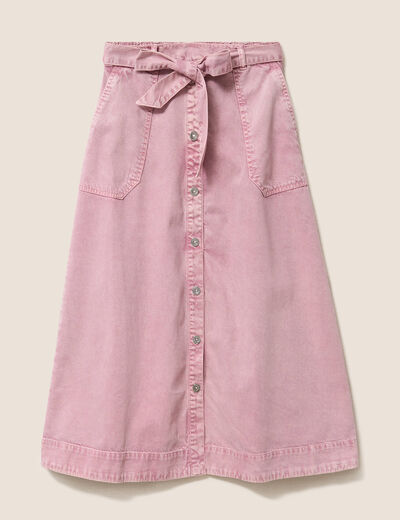 Jupe longue &eacute;vas&eacute;e rose femme