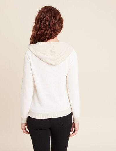 Gilet à capuche zippé ecru femme