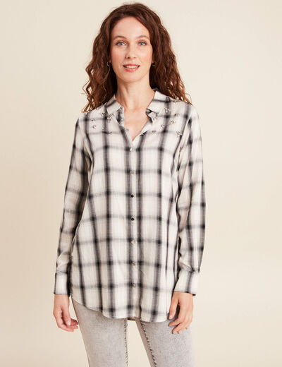 Tunique fluide col chemise blanc femme