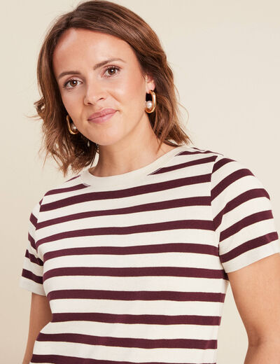 T-shirt manches courtes bordeaux femme